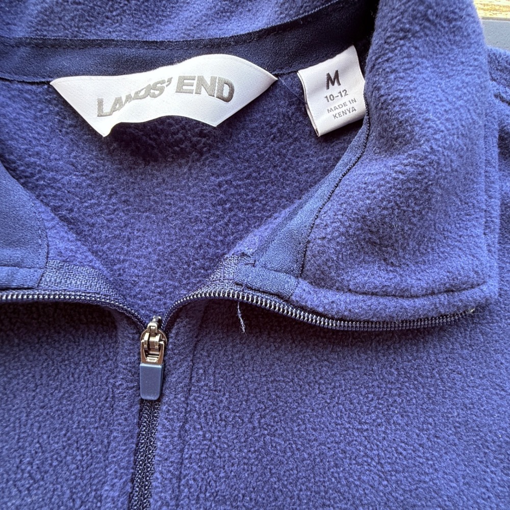 Lands End Womens Quarter Zip Fleece Pullover Blue Medium 10-12 - Picture 2 of 7